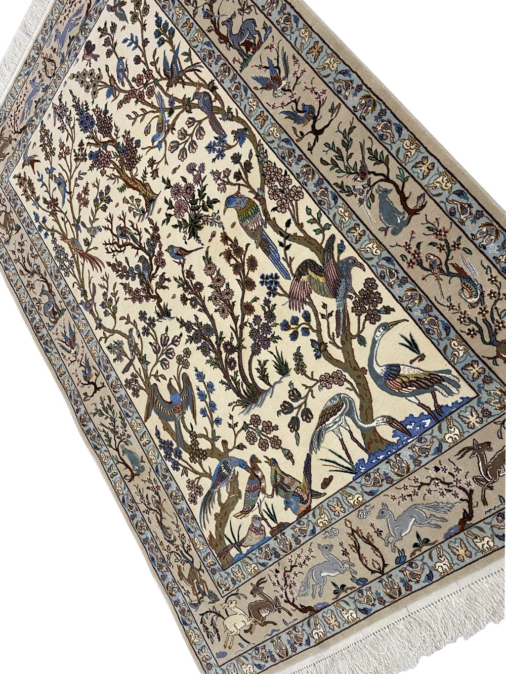 Rug# 10114, Masterweaver Isfehan, Pahlavi era, c.1975, silk base and inlay, 900,000 KPSQM, Persia, size 179x118 cm (3)