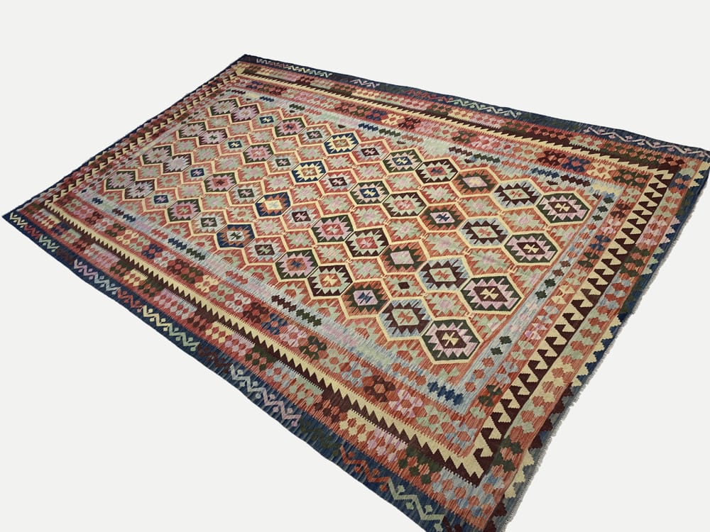 Rug# 24418, Superfine Afghan flatweave Kilim, modern design, veg dyes, size 483x318 cm (1)