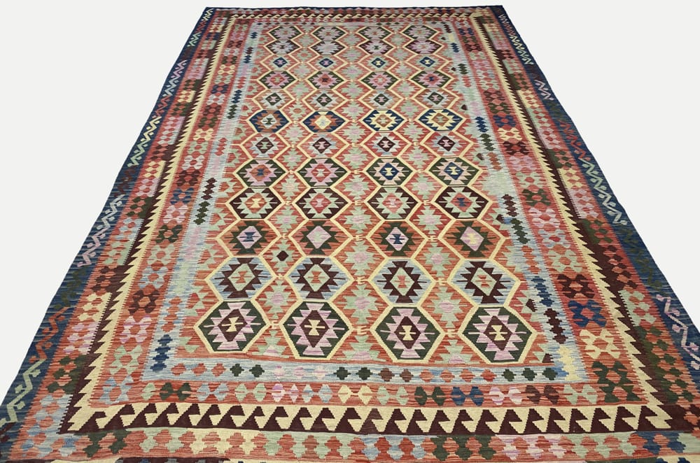 Rug# 24418, Superfine Afghan flatweave Kilim, modern design, veg dyes, size 483x318 cm (2)