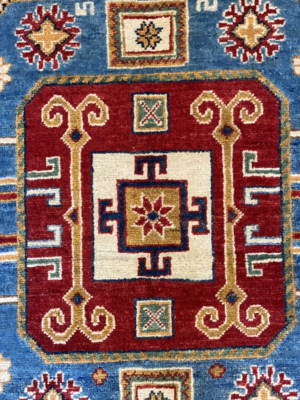 Rug# 26025, Afghan Turkaman weave, handspun wool pile, vegetable dyes, Kazak design, c.2010, size 273x18 (6)