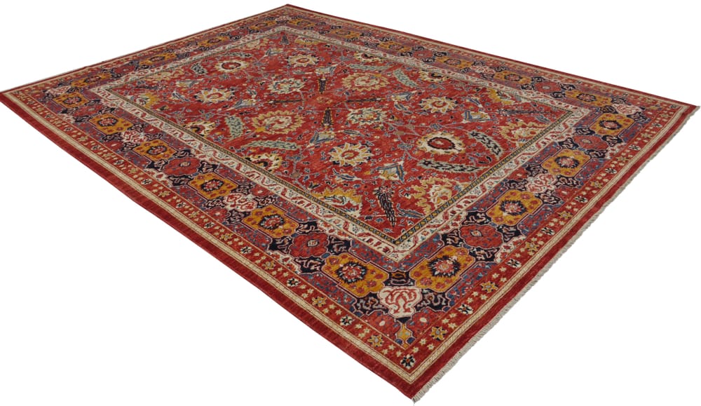 Rug# 26325, AfghanTurkaman weave, 19th c Sultanabad Mahal inspired, Veg dyes, Size 371x255 cm, RRP $12000 (5)