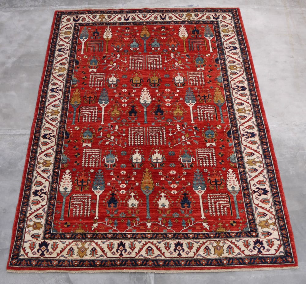 Rug# 26442, Afghan Turkaman weave, Vegetable dye Revial of a 16th century Safavid Garden design, size 270x188 cm (2)