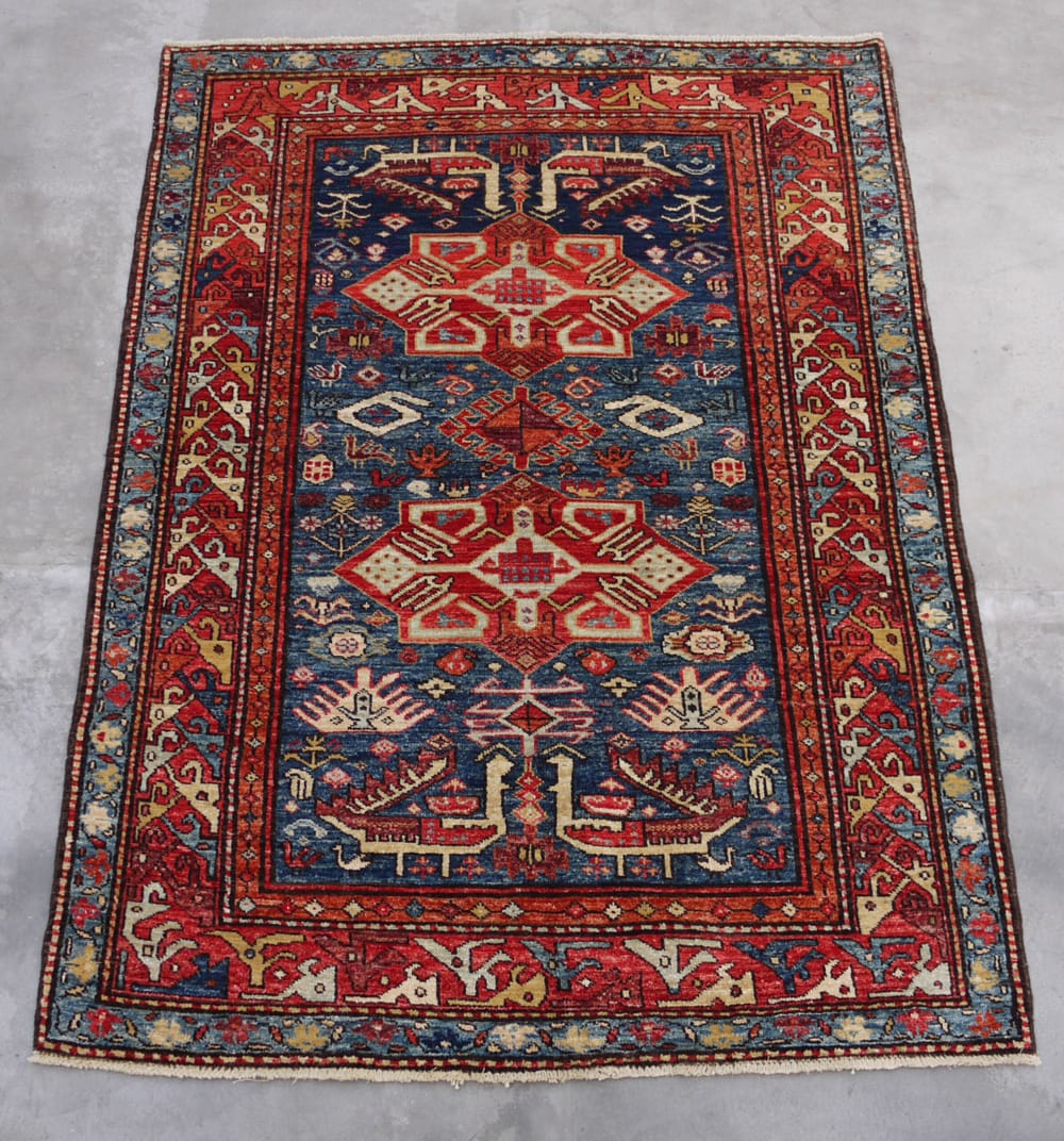 Rug# 26450 Afghan Turkaman weave , circa 2010, vegetable dyes, all wool, 19th c Caucasian kazak inspired, size 173x118 cm (2)