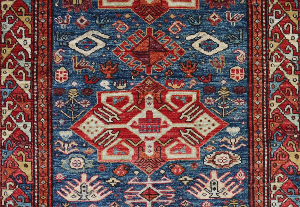 Rug# 26450 Afghan Turkaman weave , circa 2010, vegetable dyes, all wool, 19th c Caucasian kazak inspired, size 173x118 cm (4)