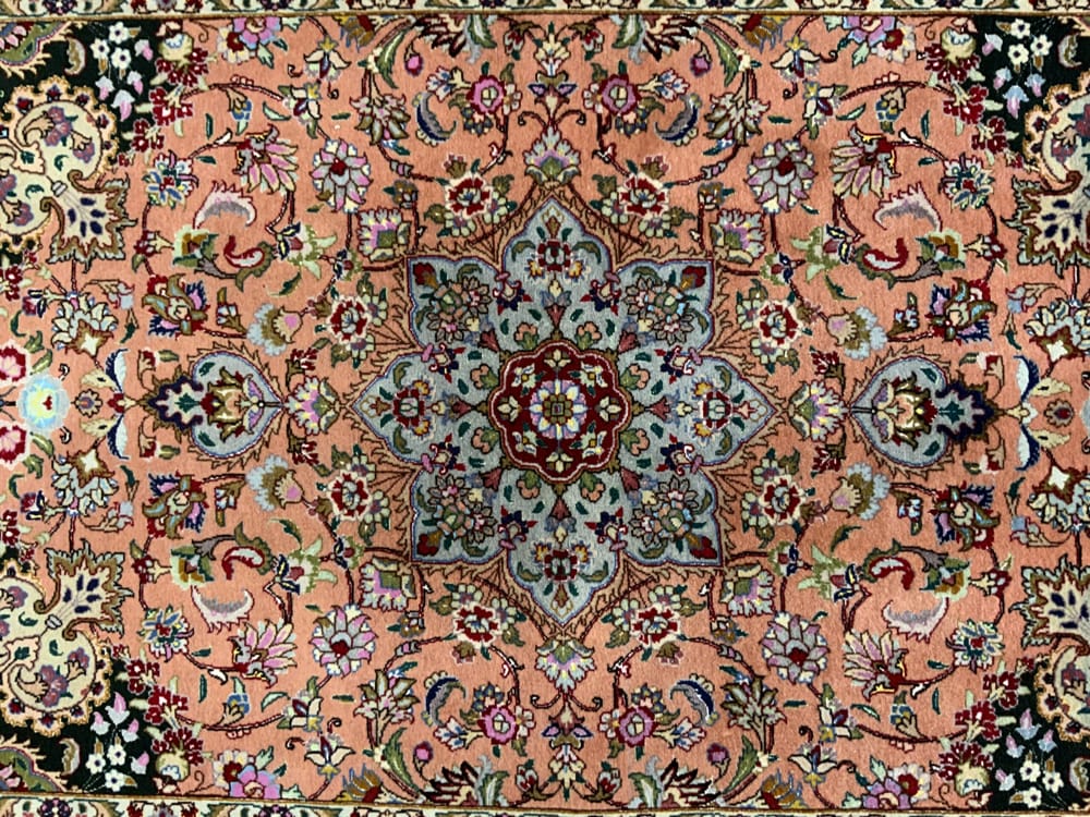 Rug#10406, Persian Tabriz 50 Raj, circa 1975, superfine wool & silk pile, rare piece Persia, size 150x100 cm (4)