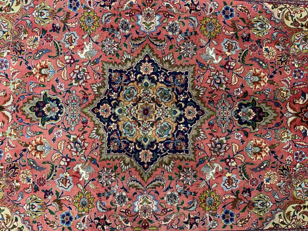 Rug#10411, Mid century Tabriz , wool and silk pile, circa 1960, 500K kpsqm, restored, Rare piece, Persia, size 200x137 cm (5)