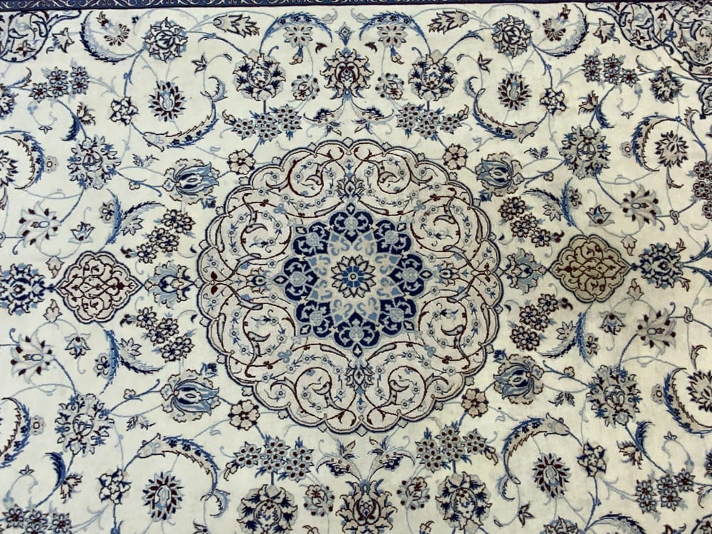 Rug#10418, Persian Nain 9LA, circa 1975, fine wool & silk pile, rare, Persia, size 357x247 cm (5)