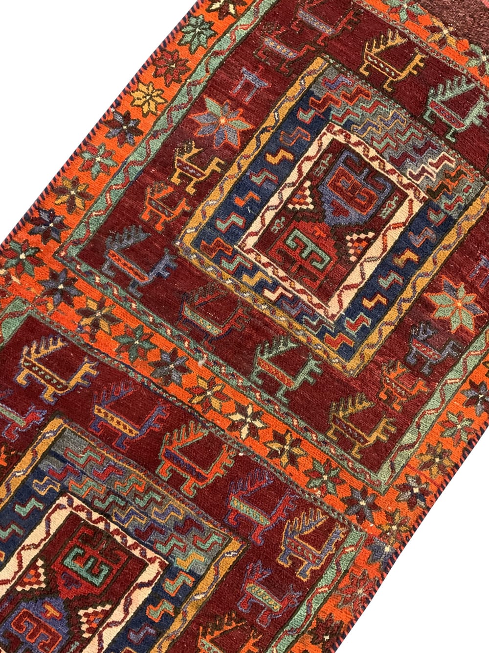 Rug# 10468, Azari-Saumak, circa 1940, khorjeen face, all wool, Rare & collectable, Persia, size 160x59 cm (3)