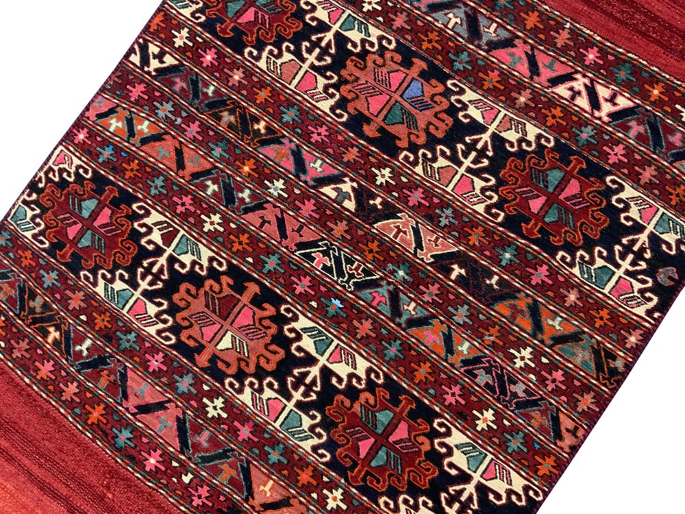 Rug# 10472, Vintage Azari-Saumak, circa 1940, Mafresh face, fine wool, Rare & collectable, Persia, size 162x105 cm (2)
