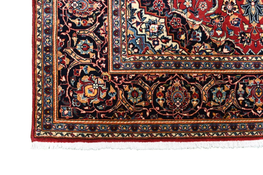 Rug# 40721, Superfine Kork wool Kashan, corner and medallion Shahabbassi flowers, circa 1960, Persia , size 207x135 cm (7)