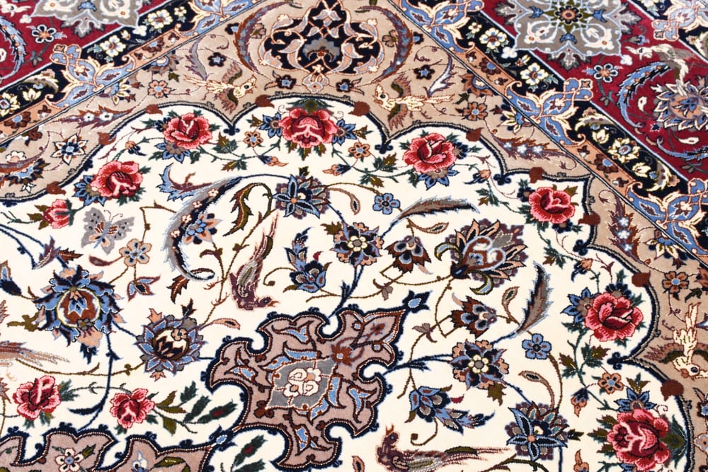 Rug# 41481, Superfine vintage Isfehan, fine wool and silk pile on full silk foundation, Safavid Tree Of Life design, circa 1960, Persia, size 226x148 cm (17)