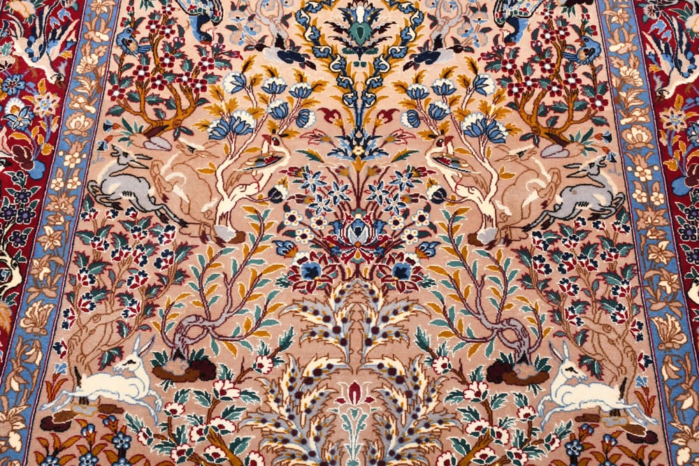 Rug# 41708, Superfine vintage Isfehan, fine wool pile on full silk foundation, Safavid Tree Of Life design, circa 1950, Persia, size 171x106 cm (6)