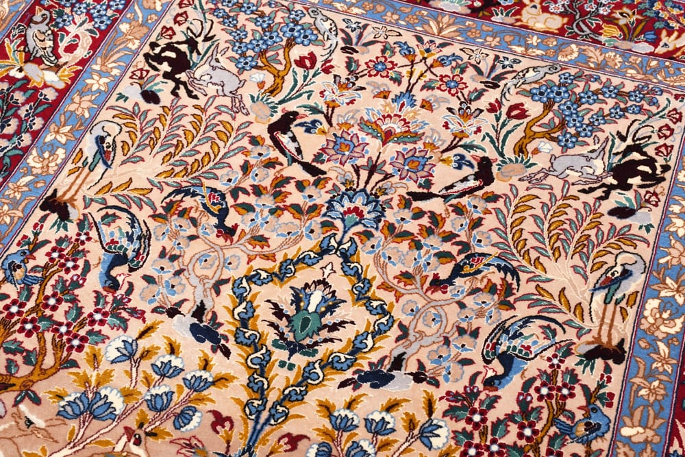 Rug# 41708, Superfine vintage Isfehan, fine wool pile on full silk foundation, Safavid Tree Of Life design, circa 1950, Persia, size 171x106 cm (7)