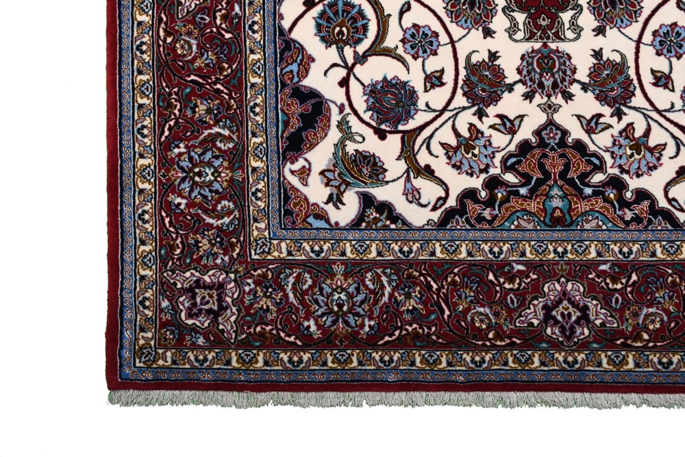 Rug# 43975, Superfine vintage Isfehan, fine wool and silk pile on full silk foundation, Eslimi Shahabbassi with medallion design, circa 1960, Persia, size 167x110 cm (8)