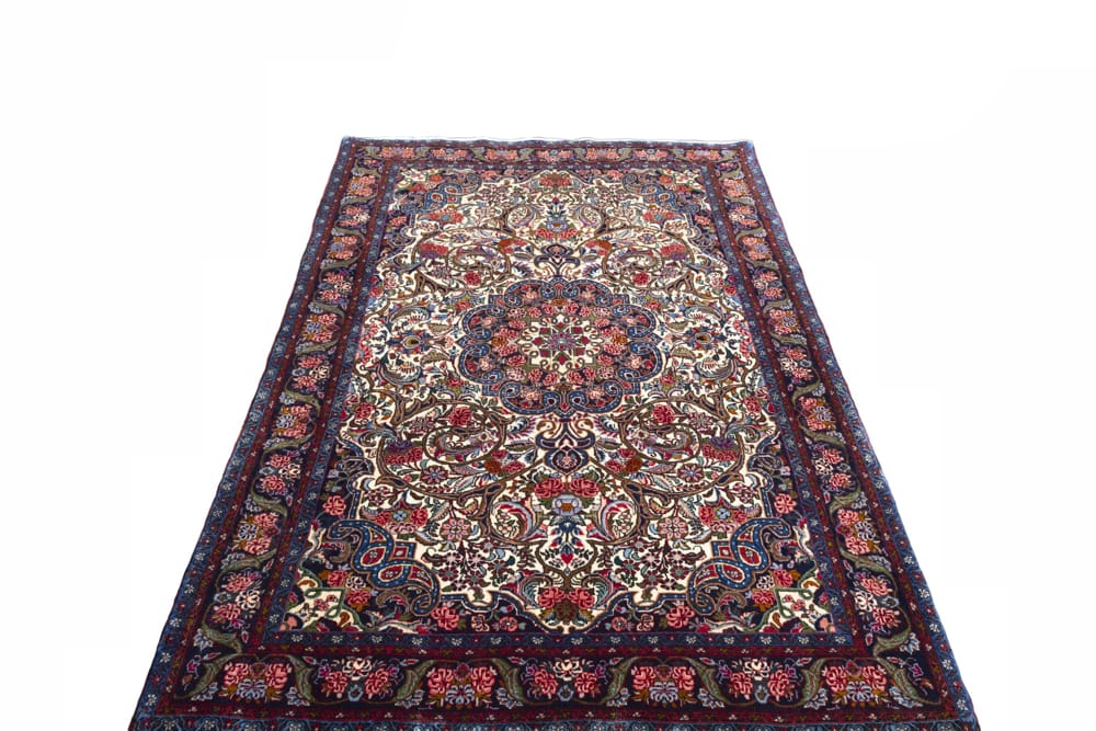 Rug# 45285, Superfine Halvai-Bijar, fine wool pile, corner and Medallion floral design, size 190x130 cm (4)