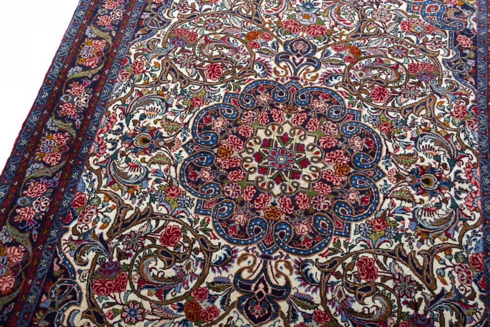 Rug# 45285, Superfine Halvai-Bijar, fine wool pile, corner and Medallion floral design, size 190x130 cm (5)