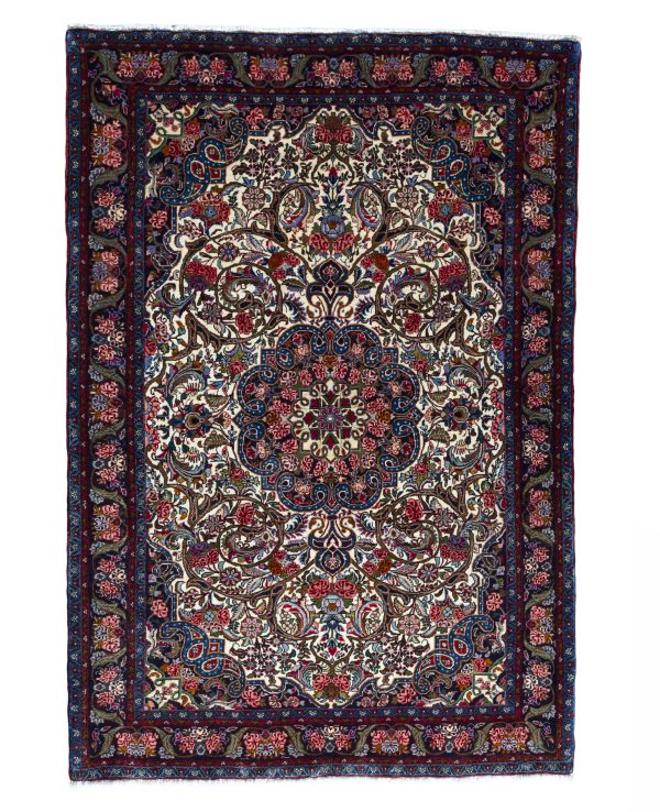 Rug# 45285, Superfine Halvai-Bijar, fine wool pile, corner and Medallion floral design, size 190x130 cm