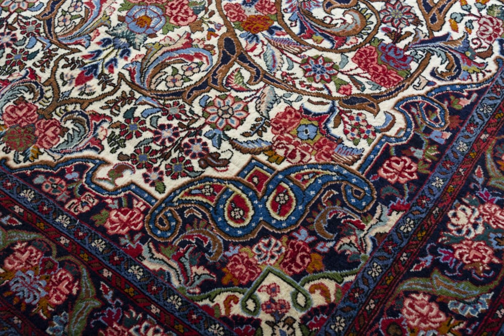 Rug# 45285, Superfine Halvai-Bijar, fine wool pile, corner and Medallion floral design, size 190x130 cm (7)