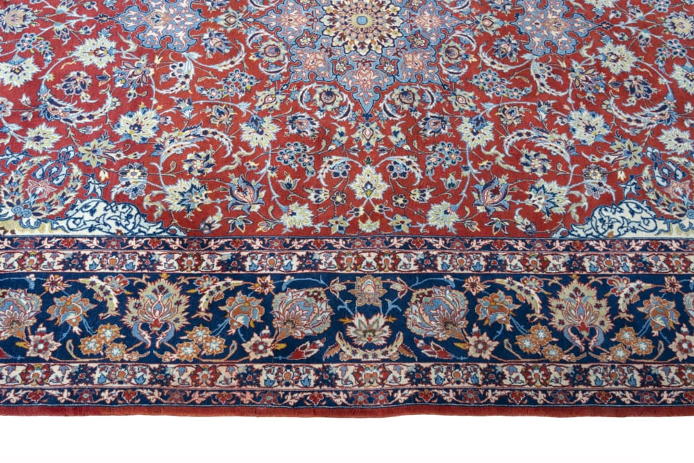 Rug# 45324 , Superfine signed Isfehan, fine wool and silk pile on full silk foundation, Shahabbassi flowers with medallion design, circa 1970, Persia, size 222x158 cm (11)