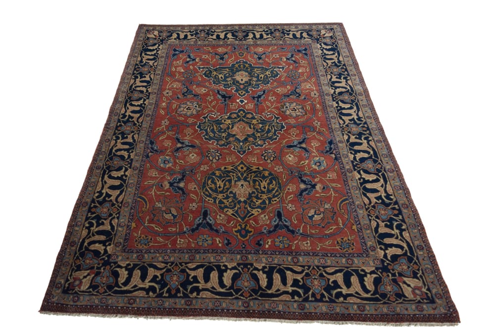 Rug# 45336, Superfine vintage Tabriz, fine wool pile, classic Safavid design, rare, circa 1960, Persia, size 193x135 cm (4)