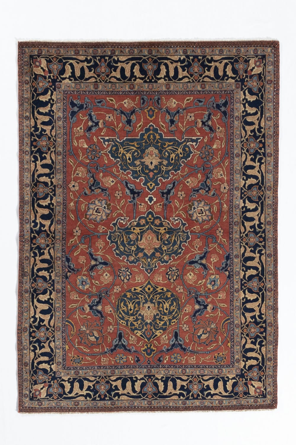 Rug# 45336, Superfine vintage Tabriz, fine wool pile, classic Safavid design, rare, circa 1960, Persia, size 193x135 cm