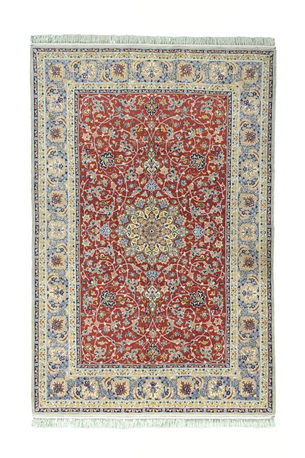 Rug# 48604, Superfine vintage Toudeshk-Nain,, fine wool pile, Medallion safavid design, circa 1935, immaculate, Persia , size 232x154 cm