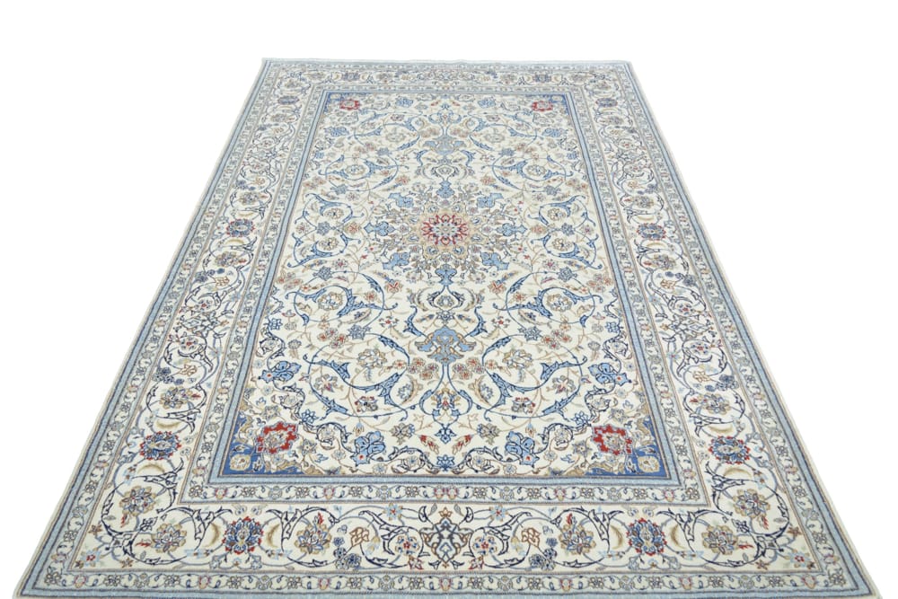 Rug# 49870, Superfine 6LA Nain, wool and silk pile, corner and Medallion Safavid design, size 253x161 cm (4)