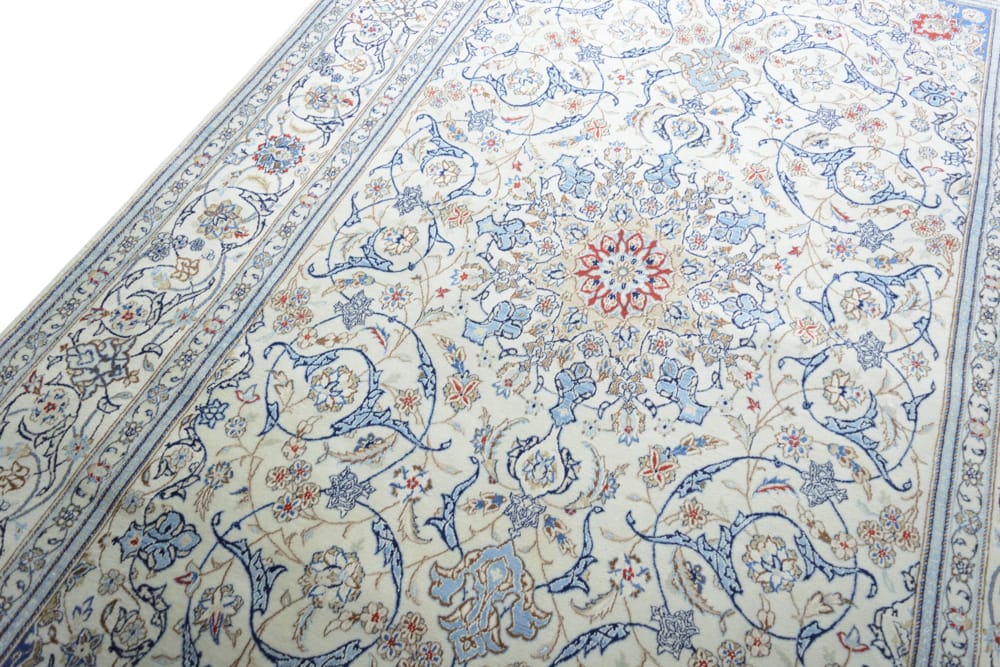 Rug# 49870, Superfine 6LA Nain, wool and silk pile, corner and Medallion Safavid design, size 253x161 cm (5)