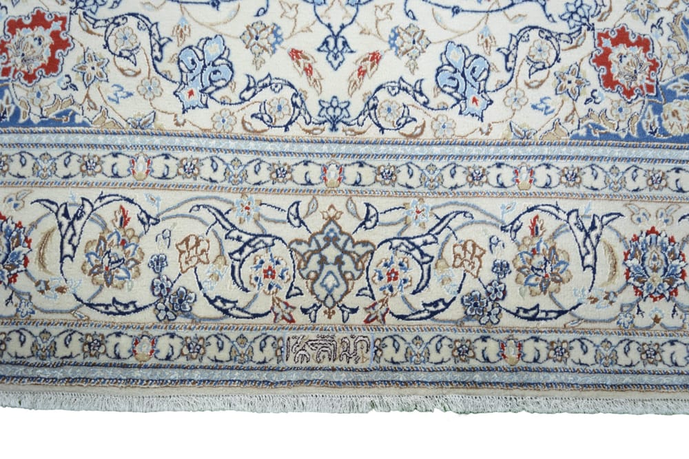 Rug# 49870, Superfine 6LA Nain, wool and silk pile, corner and Medallion Safavid design, size 253x161 cm (8)
