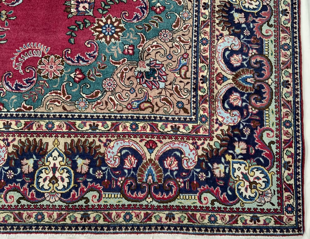 Rug# 10197, Tabriz-Marand , circa 1960, immaculate condition, Qajar Corner & medallion design, wool pile, 300,000 KPSQM, Persia, size 387x300 cm (6)