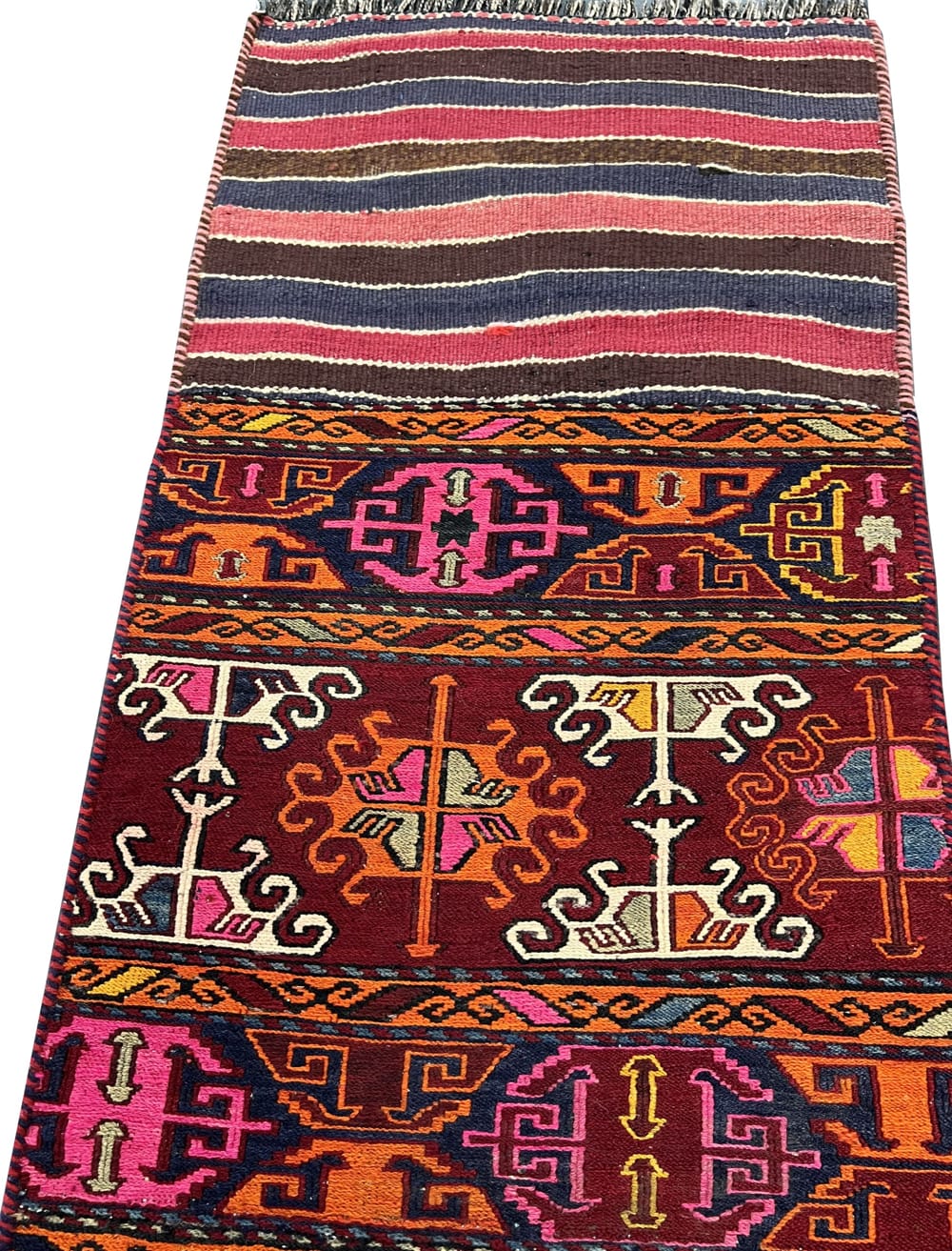 Rug# 10461, East Azarbaiejan Sumak khorjeen-face, Nomadic weave, local wool, circa 1950, rare & collectable, Persia Size 176x52 cm (1)