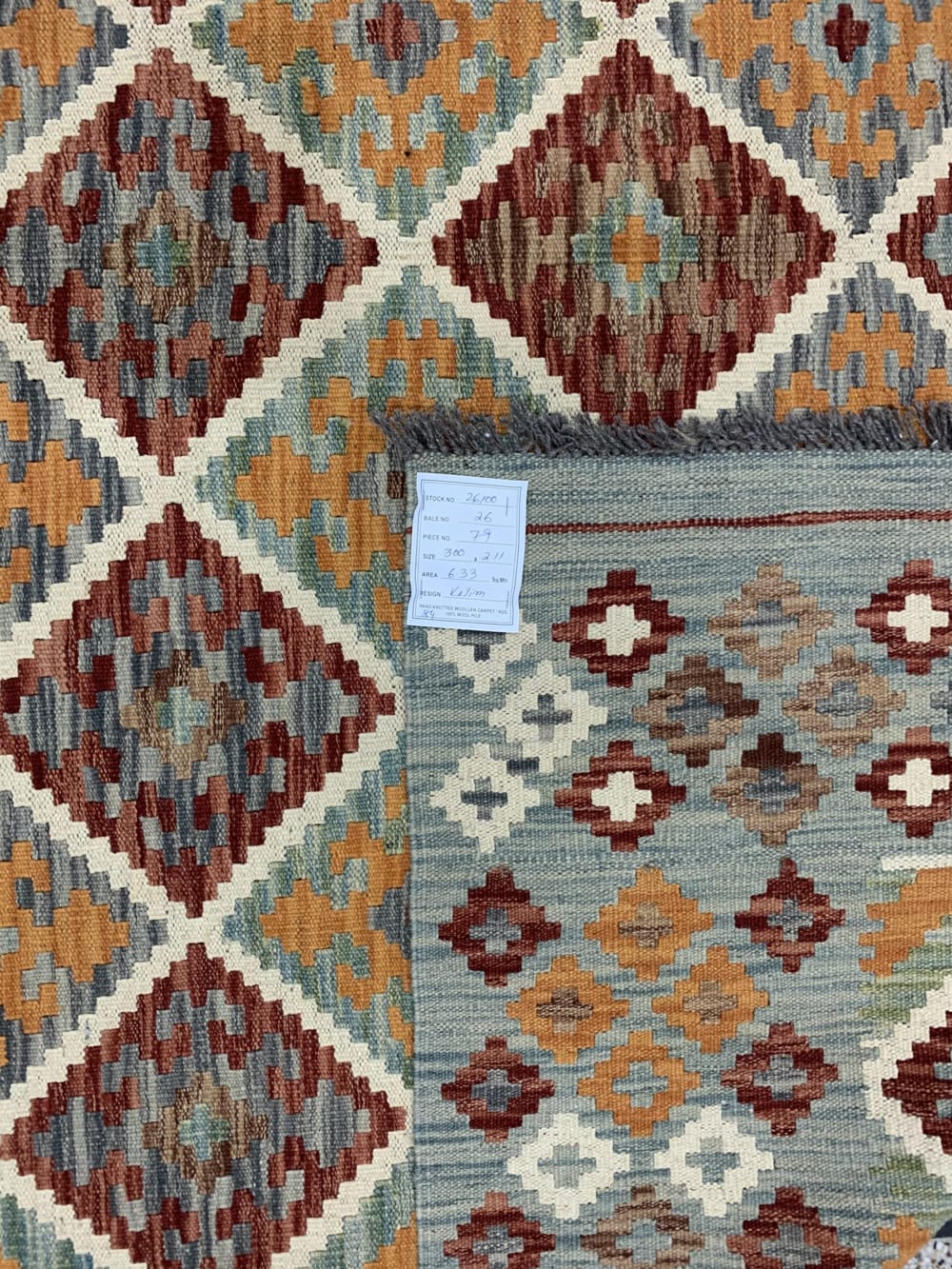 Rug# 26100, Afghan Maimaneh Kilim, Qazni wool & vegetable dyes, Size 300x211 cm (2)