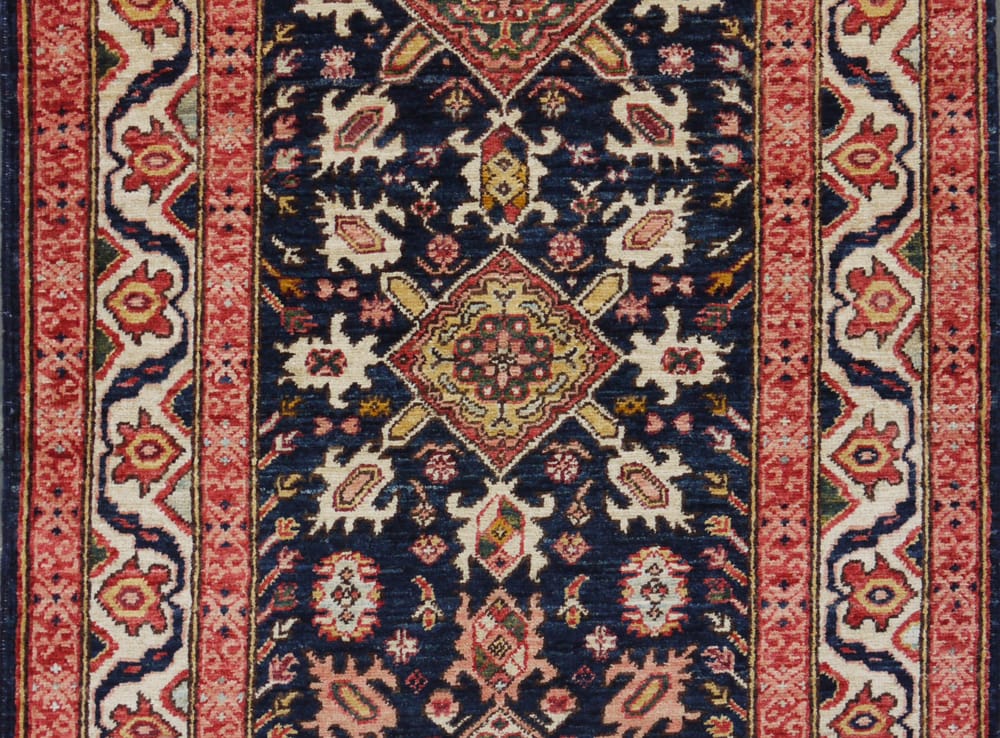 Rug# 26354, Afghan Turkaman weave, 19th c Caucasian design, veg dyes, size 442x90 cm (4)