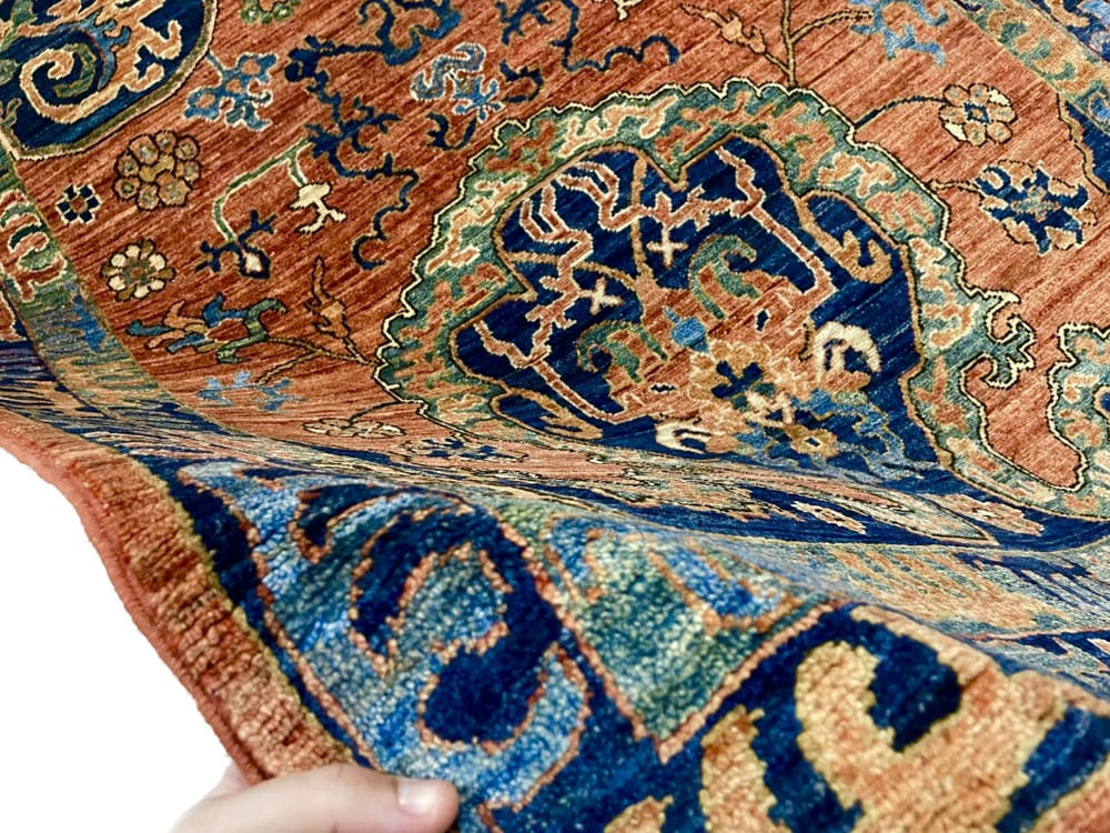 Rug# 26574 AfghanTurkaman weave, natural vegetable dyes, 16th C Oushak prayer inspired, size 183x124 cm (5)