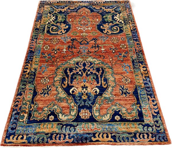 Rug# 26574 AfghanTurkaman weave, natural vegetable dyes, 16th C Oushak prayer inspired, size 183x124 cm