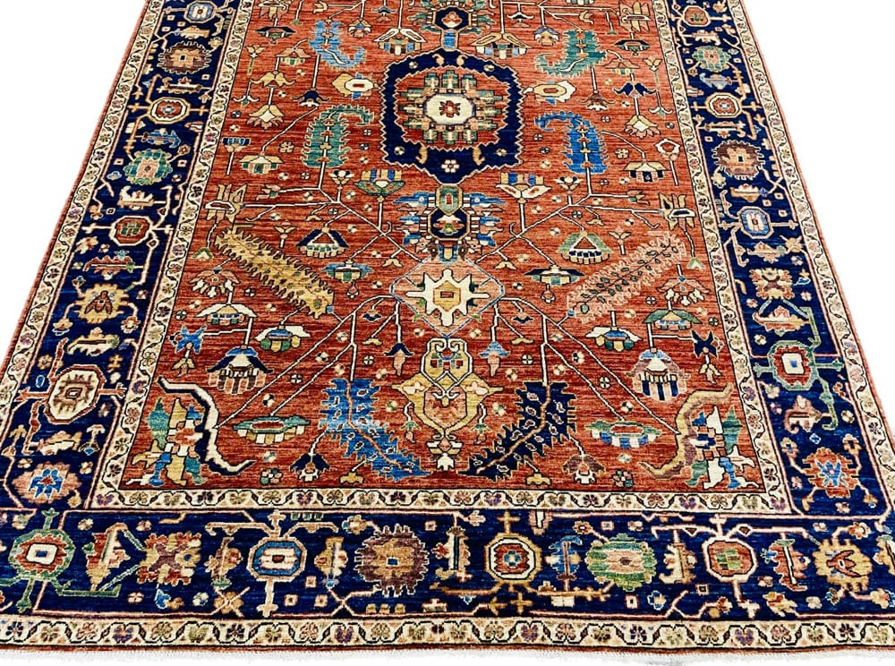 Rug# 26581, AfghanTurkaman weave, natural vegetable dyes, 19th century Serapi nspired, size 272x183 cm (2)