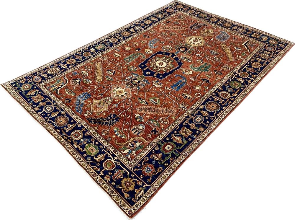 Rug# 26581, AfghanTurkaman weave, natural vegetable dyes, 19th century Serapi nspired, size 272x183 cm (5)