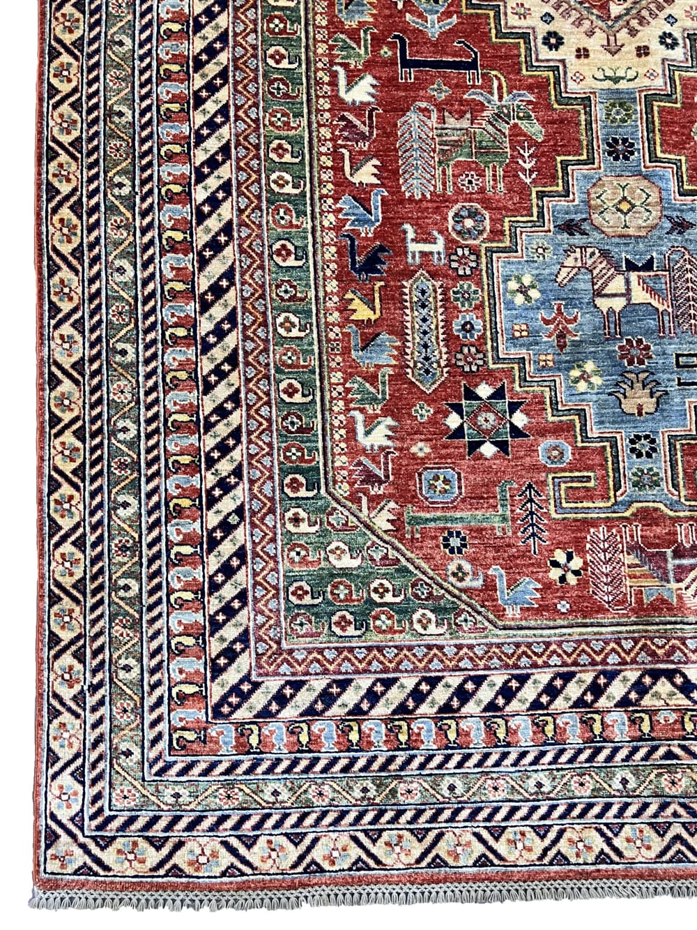 Rug#26530, Afghan Chechen weave, 19th c Kazak design, vegetable dyes, rare, size 306x194 cm (3)