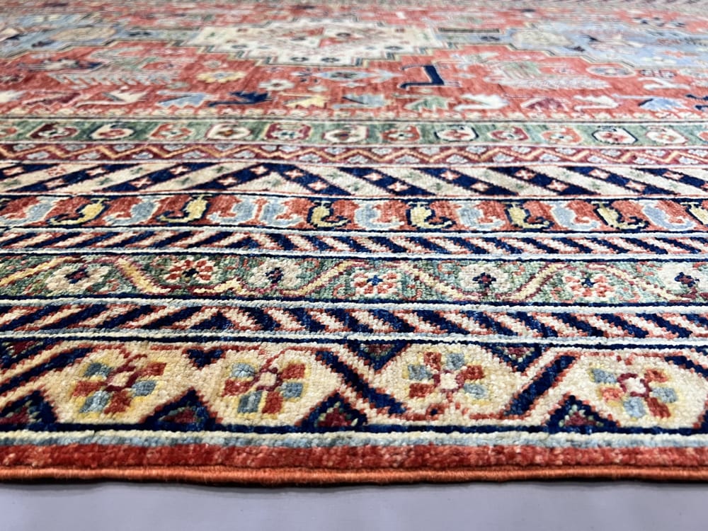 Rug#26530, Afghan Chechen weave, 19th c Kazak design, vegetable dyes, rare, size 306x194 cm (5)