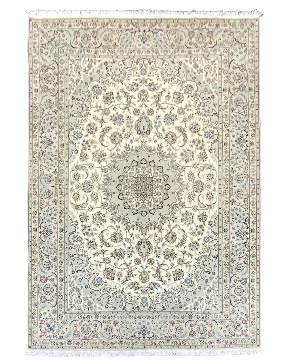 Rug#10291, Persian Nain 9LA, circa 1980, fine wool & silk pile, rare, Persia, size 356x250 cm (1)