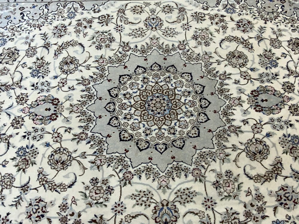 Rug#10291, Persian Nain 9LA, circa 1980, fine wool & silk pile, rare, Persia, size 356x250 cm (5)