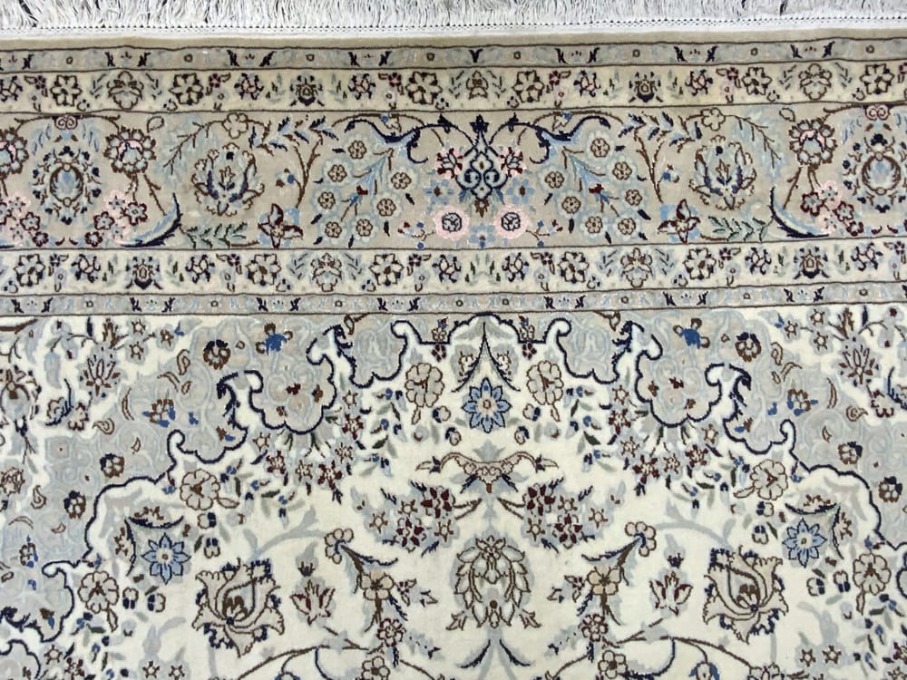 Rug#10291, Persian Nain 9LA, circa 1980, fine wool & silk pile, rare, Persia, size 356x250 cm (6)