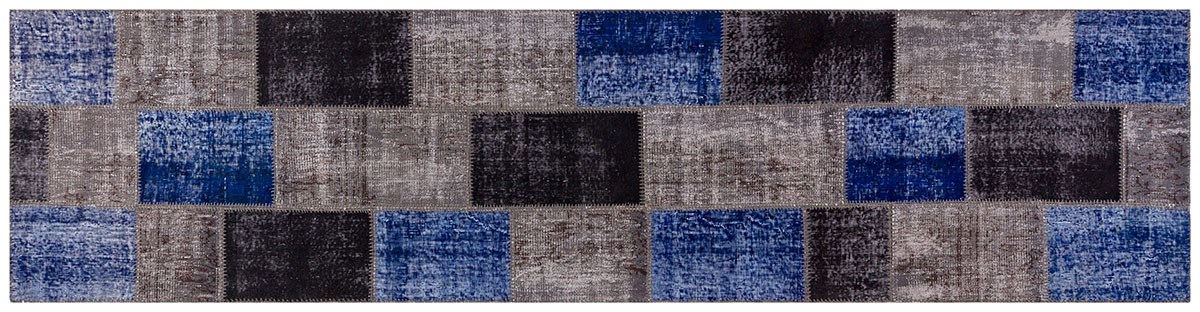 Rug# 73550, Vintage fragments custom-made in to a modern rug, Turkey, 400x100 cm