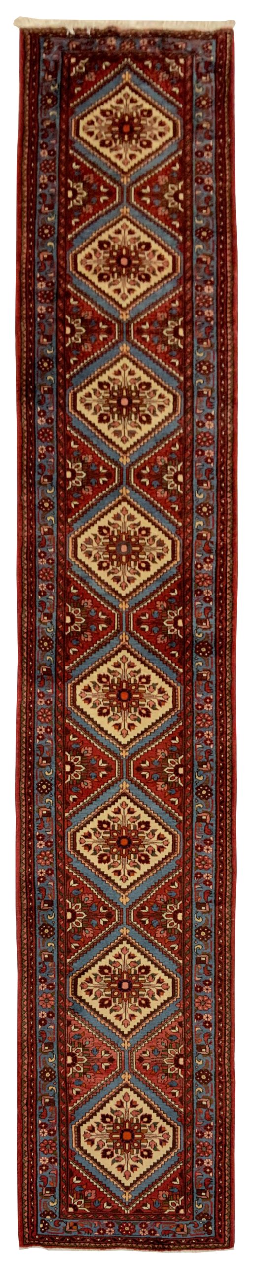 Rug# 10153, vintage Shahsavan- Malayer , circa 1960, wool pile, very durable, Persia, size 436x71 cm (2)