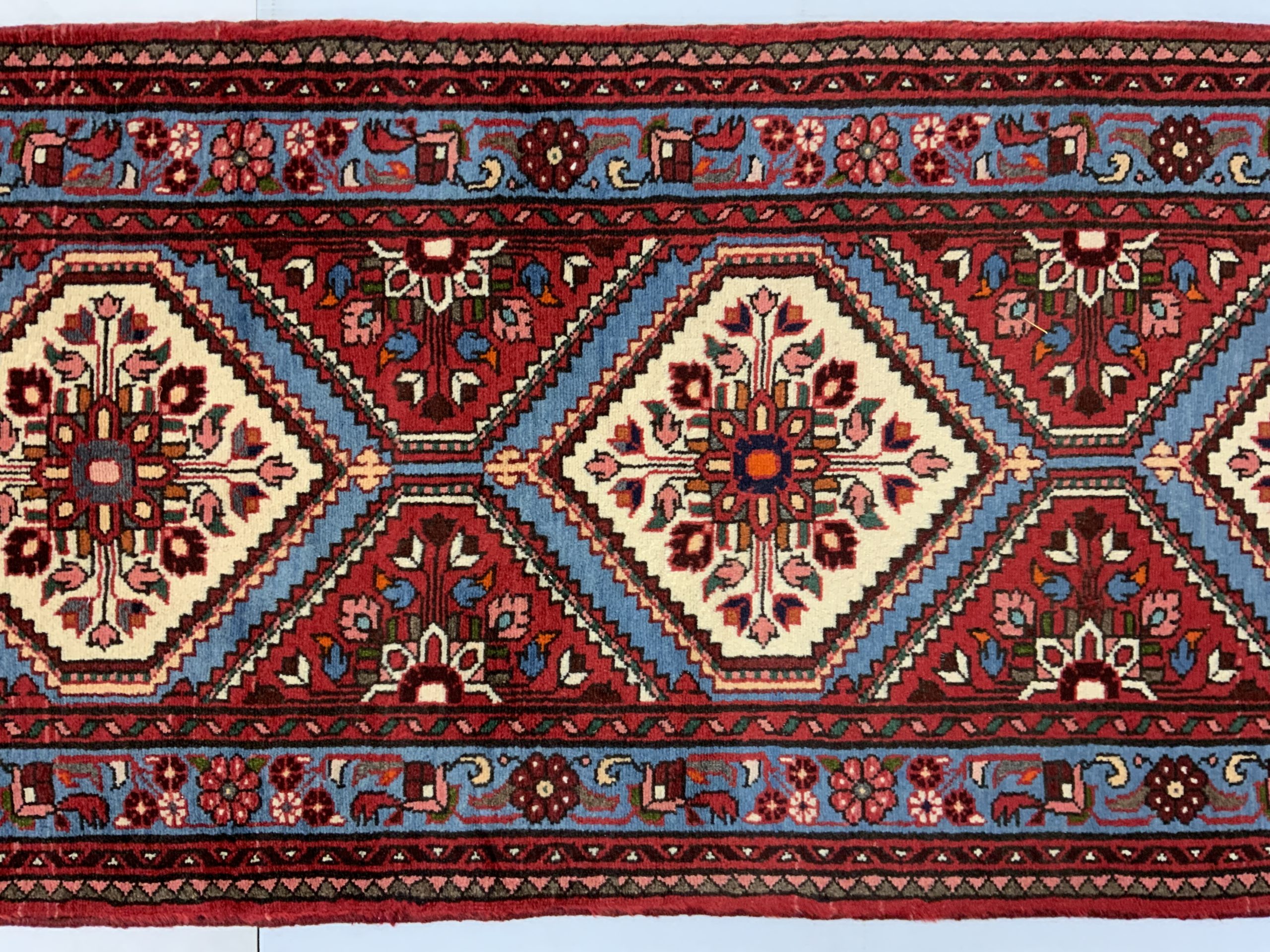Rug# 10153, vintage Shahsavan- Malayer , circa 1960, wool pile, very durable, Persia, size 436x71 cm (4)