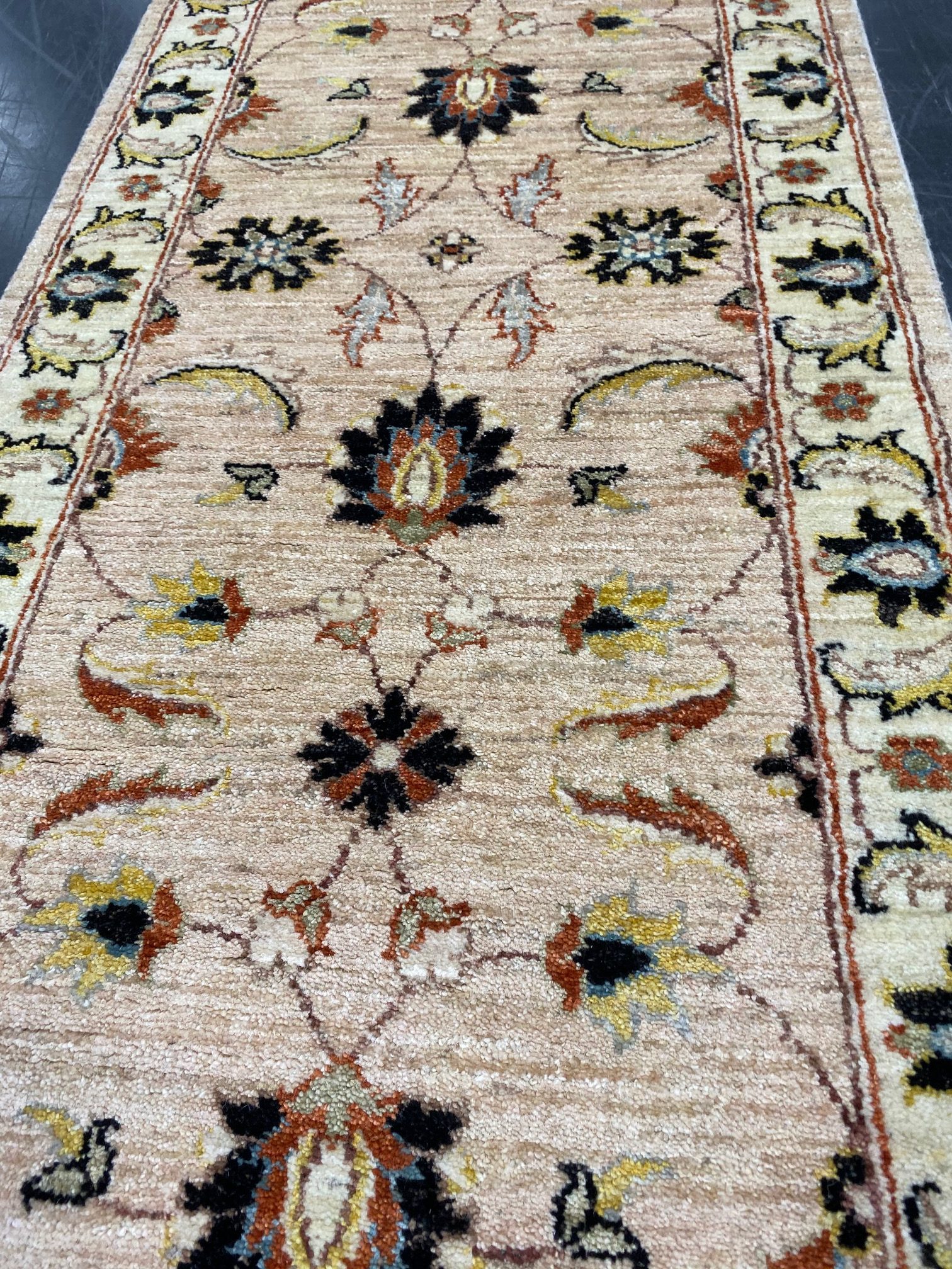 Rug# 24270, Afghan Turkaman, 19th c Mogul design, hand spun wool pile, natural vegetable dyes, size 385x70 cm (2)