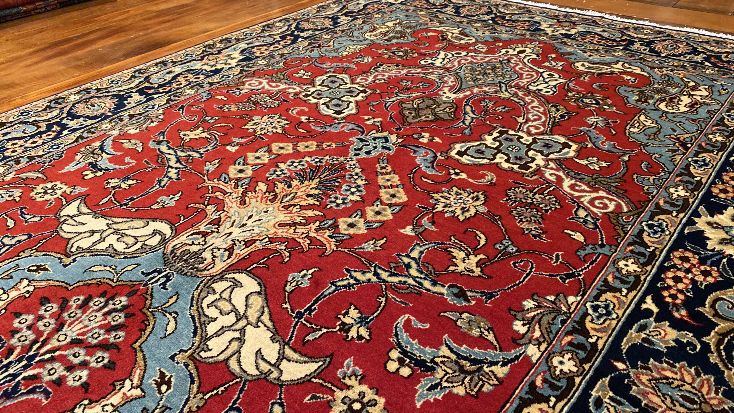 Rug# 5852, vintage Qum wool pile, circa 1945, silk inlay, immaculate, Persia, size 210x140 cm, RRP $8000 , on special $3000 (5)