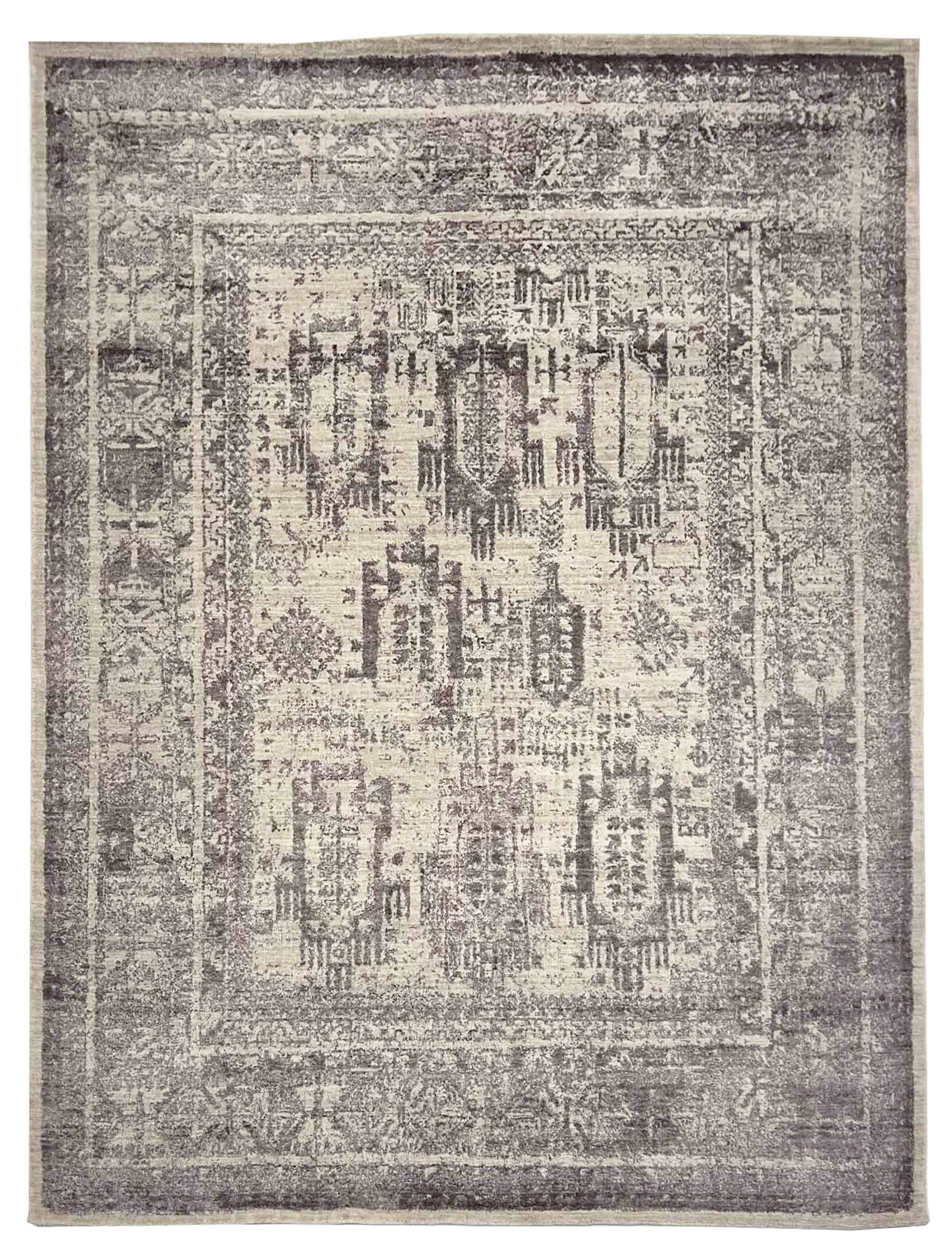 Rug# 31334, Custom-made Hand woven modern Transitional design, wool & Bamboo silk pile, India 304x243 cm (1)