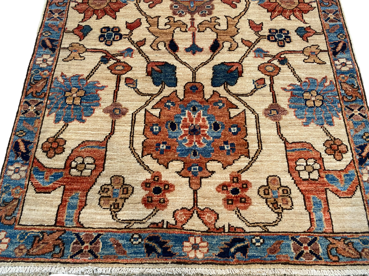 Rug# 26659, Afghan Turkaman weave, 19th century Caucasian design, vegetable dyes, circa 2018, size 148x89cm (2)