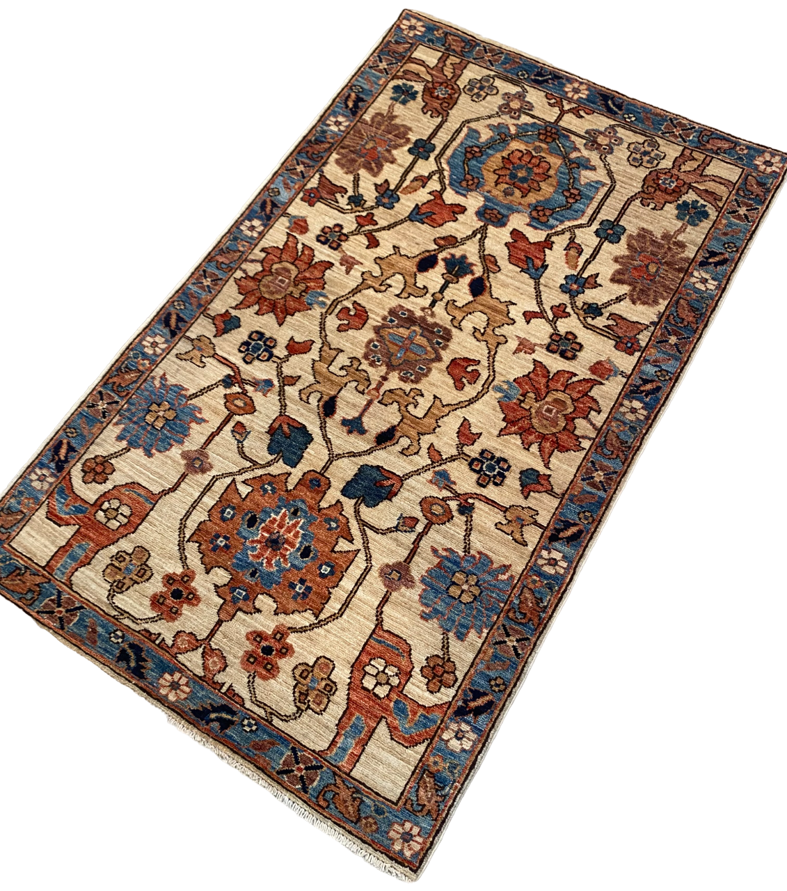 Rug# 26659, Afghan Turkaman weave, 19th century Caucasian design, vegetable dyes, circa 2018, size 148x89cm (3)